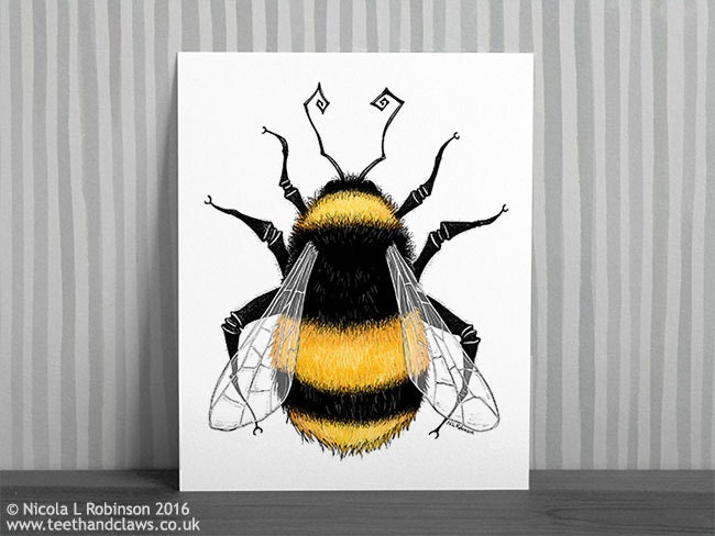 Bumble Bee Print Bumble Bee Art Bee Illustration Summer