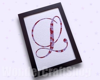 letter l, letter wall art, quilled monogram, nursery letter, nursery decor, mother's gift, christmas gift, paper decor, custom letter