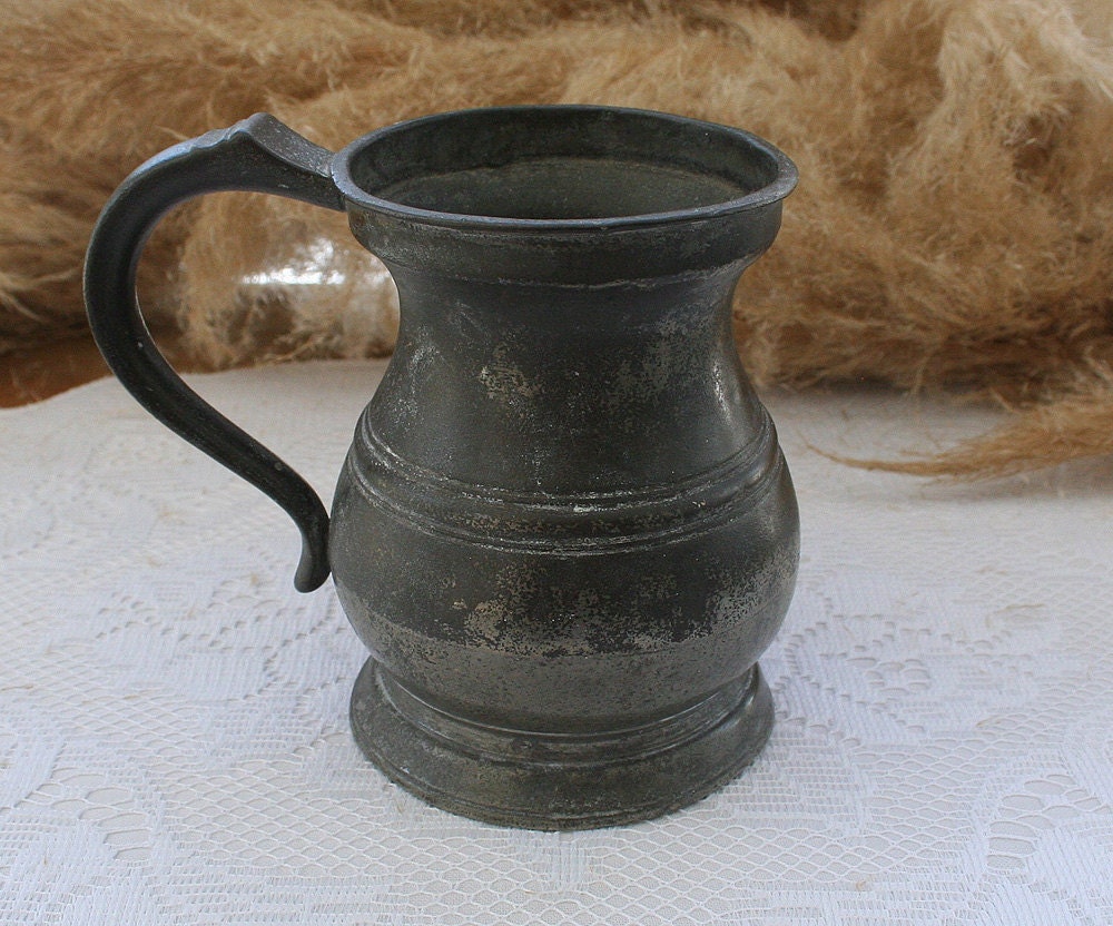 Antique English Pint Pewter Mug James Yates 19th by PastClassics