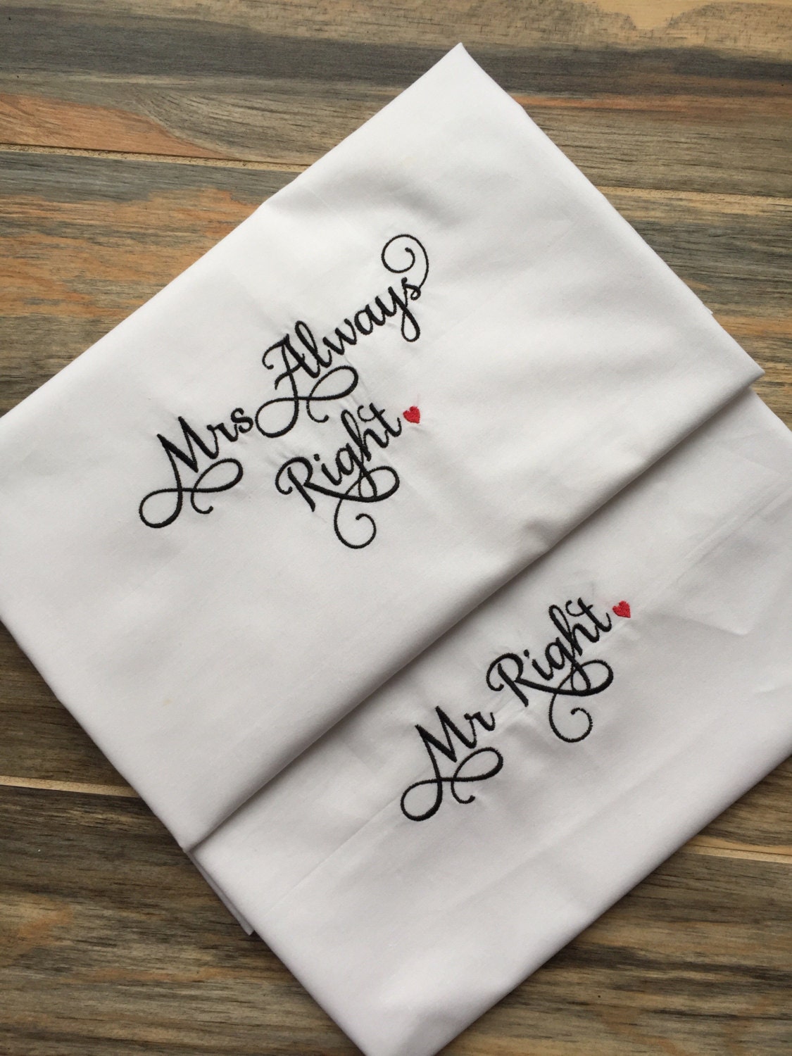 Embroidered Mr & Mrs Wedding Pillowcases Bride and Groom