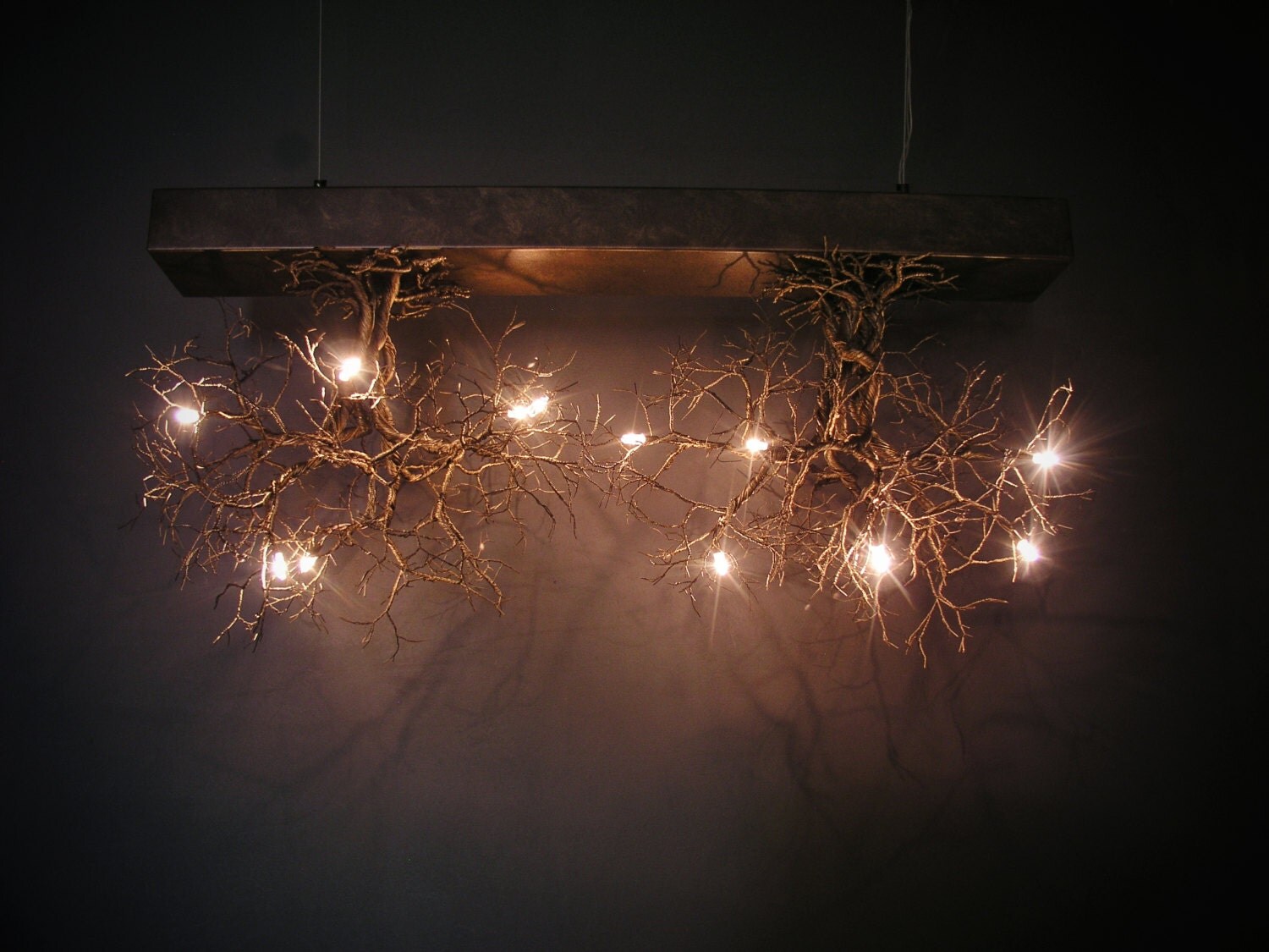 2 Rooted fixture.Large Roots. Handmade Ceiling light 2 Rooted