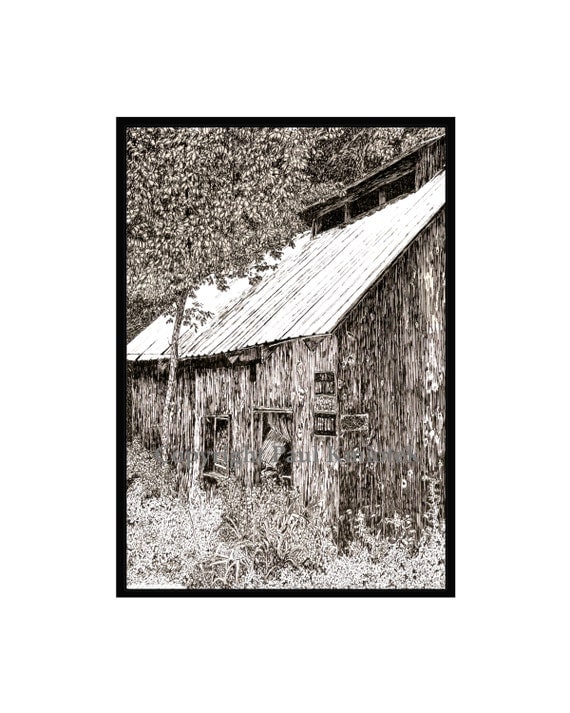 Haines Falls Sap House, Pen and Ink Print