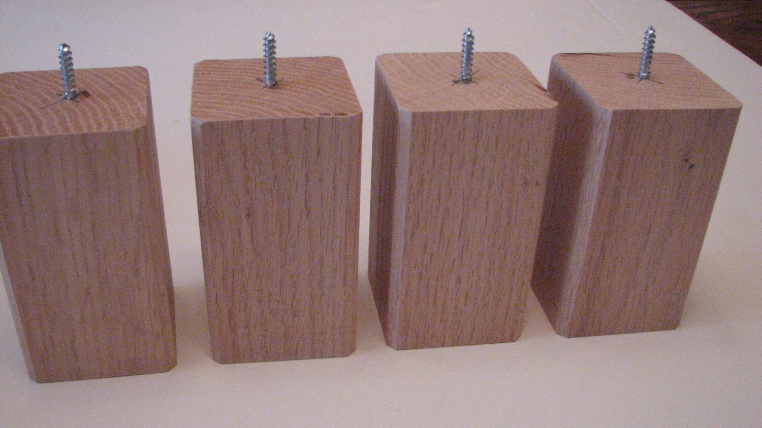 Oak Bun Feet Furniture Legs 2 1/2 x 2 1/2 x 4