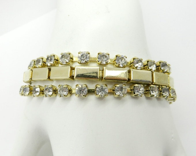 ON SALE! Vintage Rhinestone Gold Tone Link Bracelet