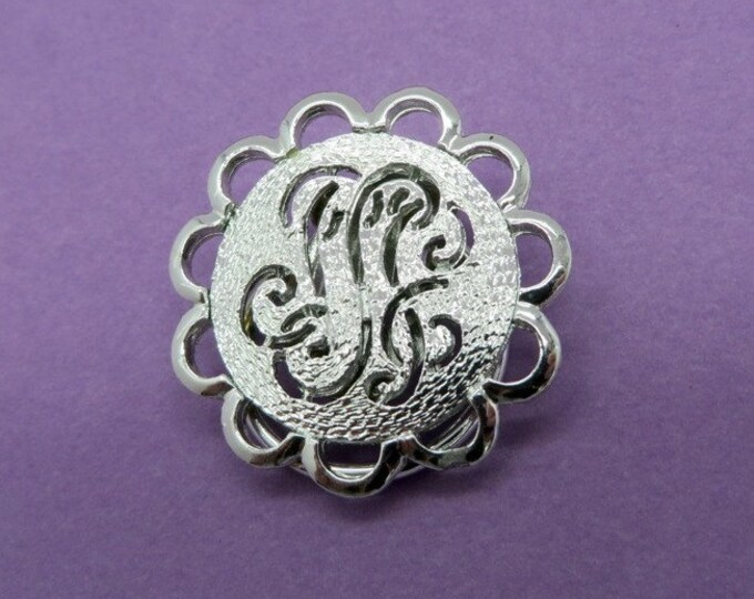 Silver Tone Scrolled Flower Scarf Clip, Vintage Accessory Clip, Dress Clip