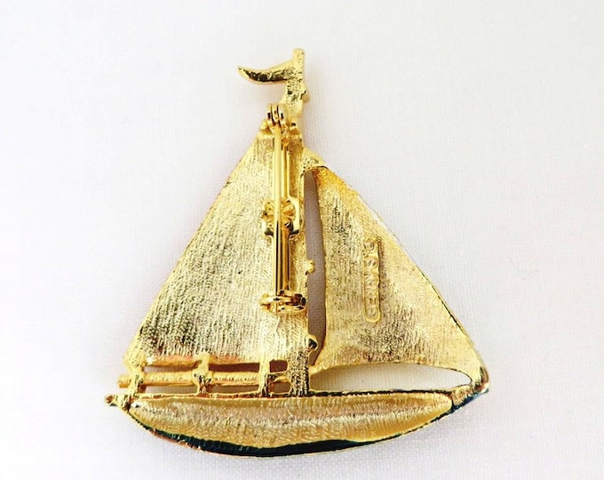 Vintage Brooch - Gerry's Sailboat Brooch - Red White Blue Nautical Pin, Perfect Gift, Gift Box