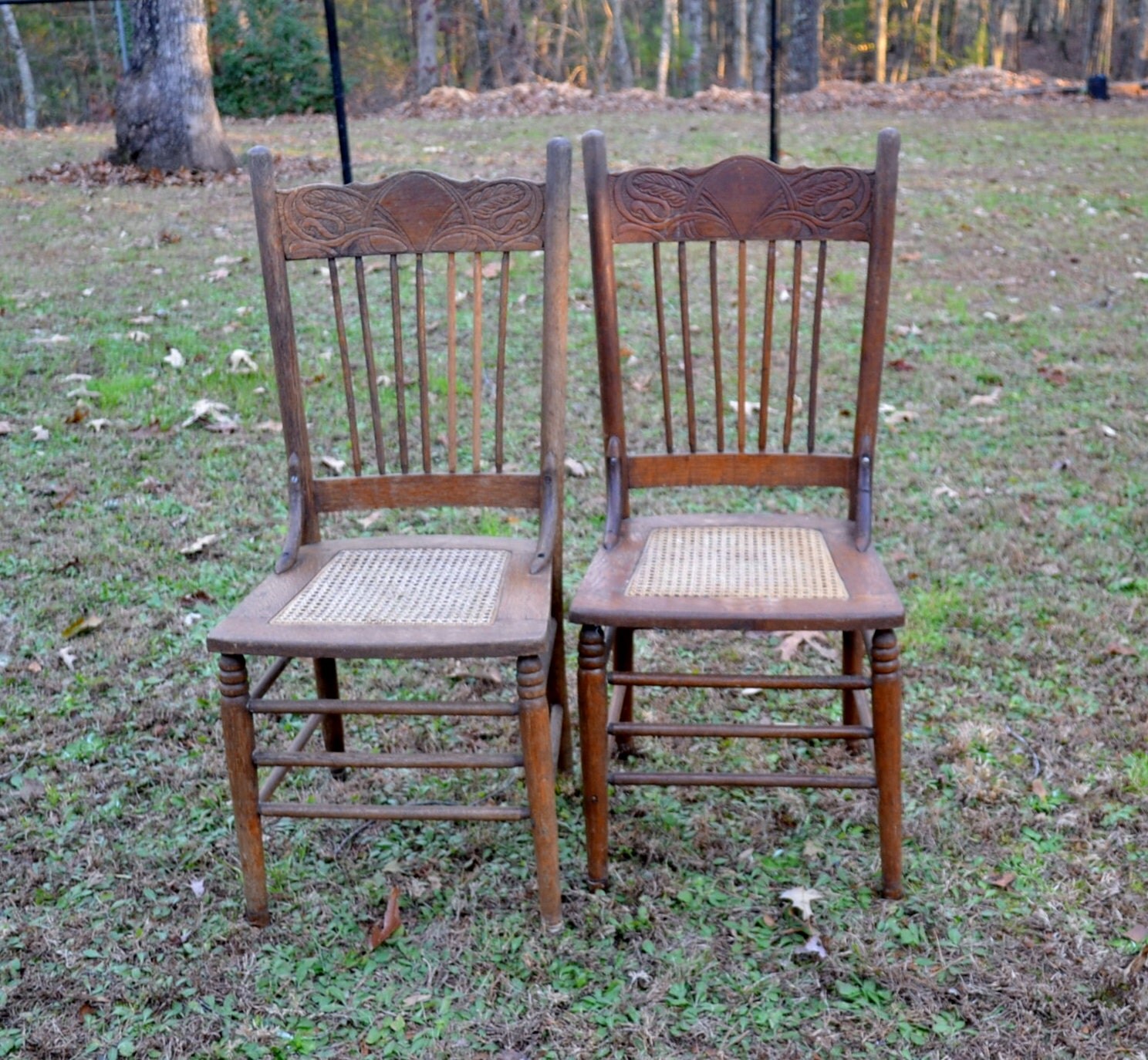 Reserved Vintage Wooden Chair Set Of 2 Cane Seat Pressed Wood   Il Fullxfull.884319212 5l4g 