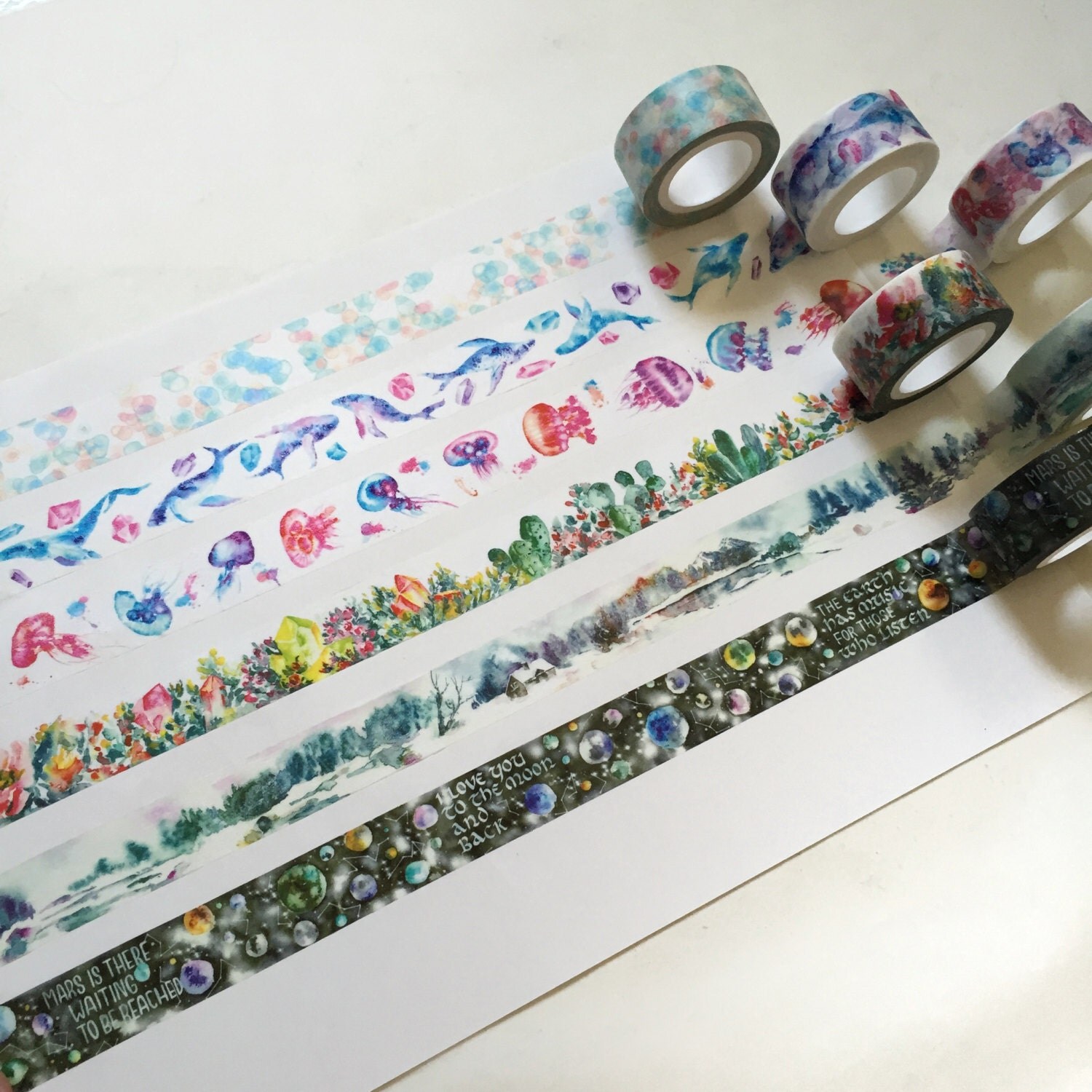 Watercolor Painting Original Washi Tape by Untamed Little
