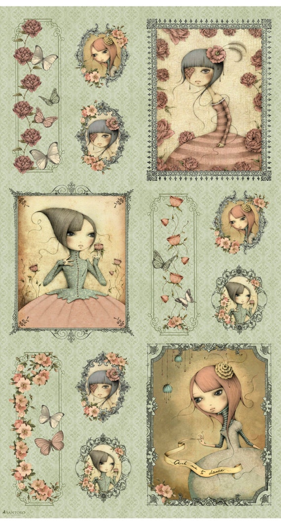 Mirabelle Fabric Girl Panel Santoro for Quilting Treasures