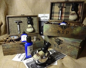 Shaving Kit - Tartan Shave Kit Unique wedding Groomsmen Gift Box. Unique Mens Gift Rustic unique, Mens. groomsmen Gift Mens Shaving gift