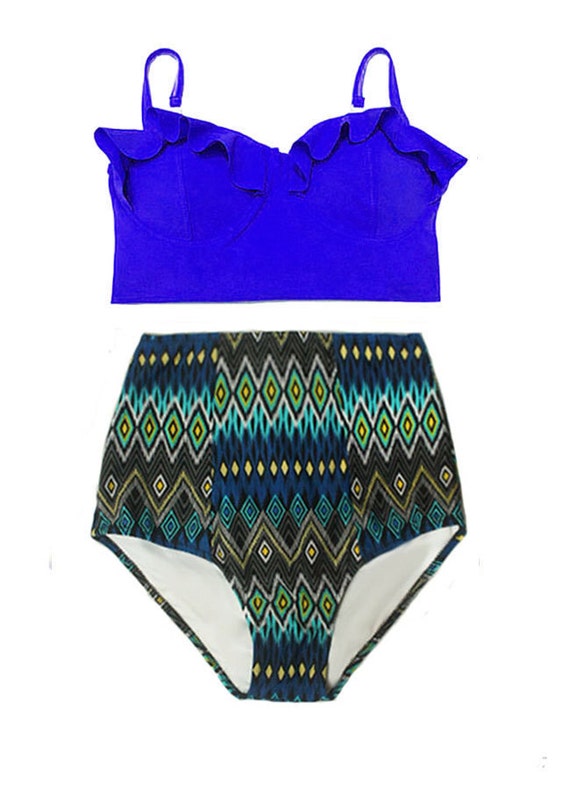 Blue Underwire Midkini Top and Tribute Highwaisted High