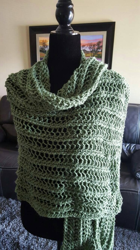 Items similar to Shawl, Lace, Knitted/Ribbed Lace Light Sage Knit Shawl ...