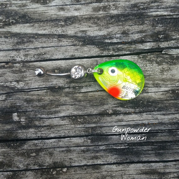 LIGHT GREEN Fishing Lure Belly Button Ring by Gunpowder Woman