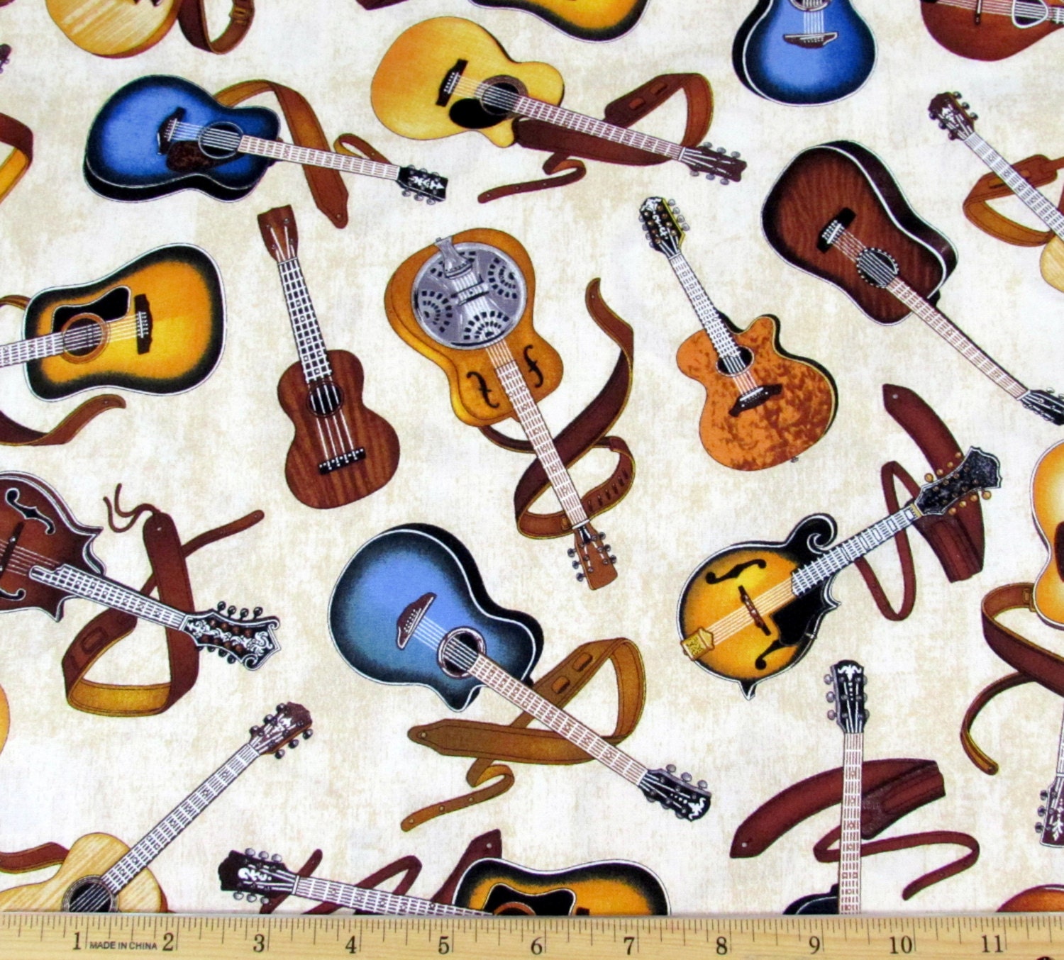 All Amped Up Guitar Fabric From RJR By the Yard from CuttingEdgeFabrics ...