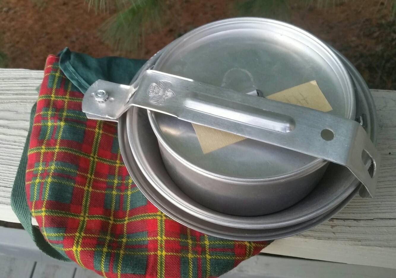 1950s Girl Scout Mess Kit with Original Plaid Cover