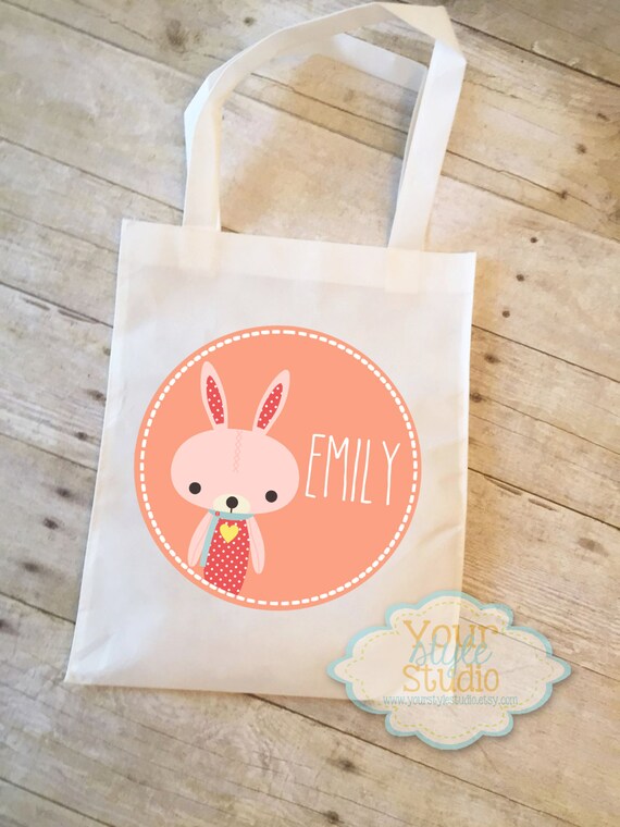 Items similar to Personalized Easter Tote Bag - Easter Bunny - Easter