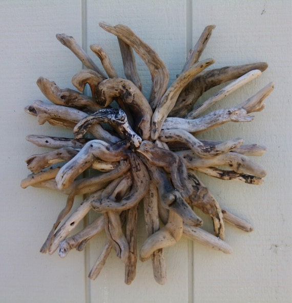 Driftwood Wall Art Sunburst Hanging Sculpture by BurlgirlCreations
