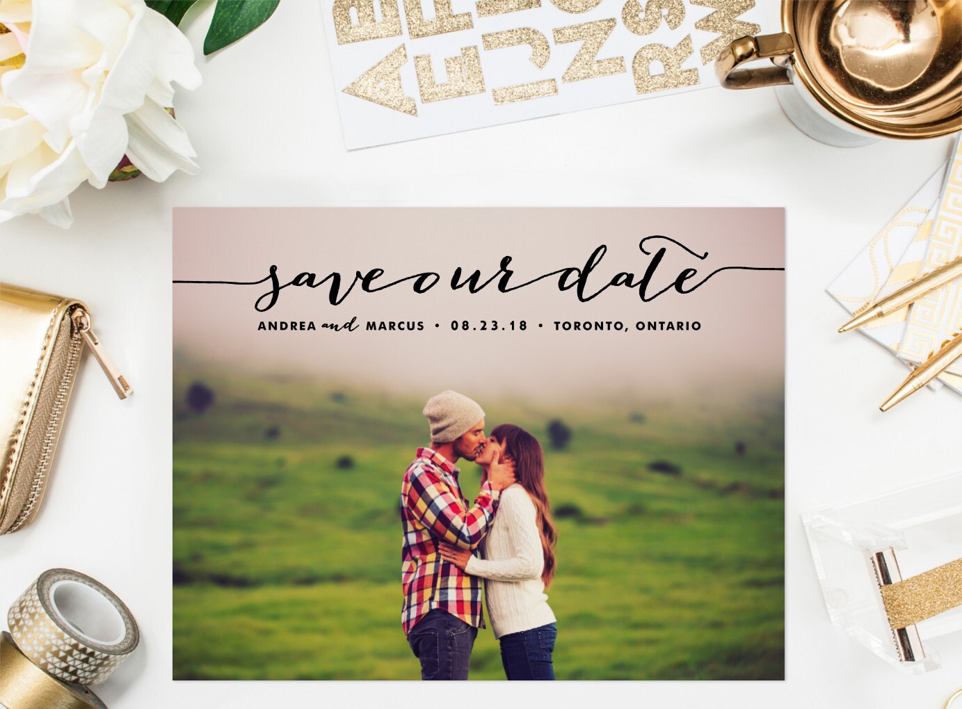 PRINTABLE Save the Date Postcard Whimsical Handwritten