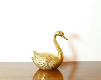 Brass Swan, Large Vintage Swan Figurine, Brass Bird, Animal Decor, Home Decor, Brass Accents, Whimsy, Wedding Decor, Gifts