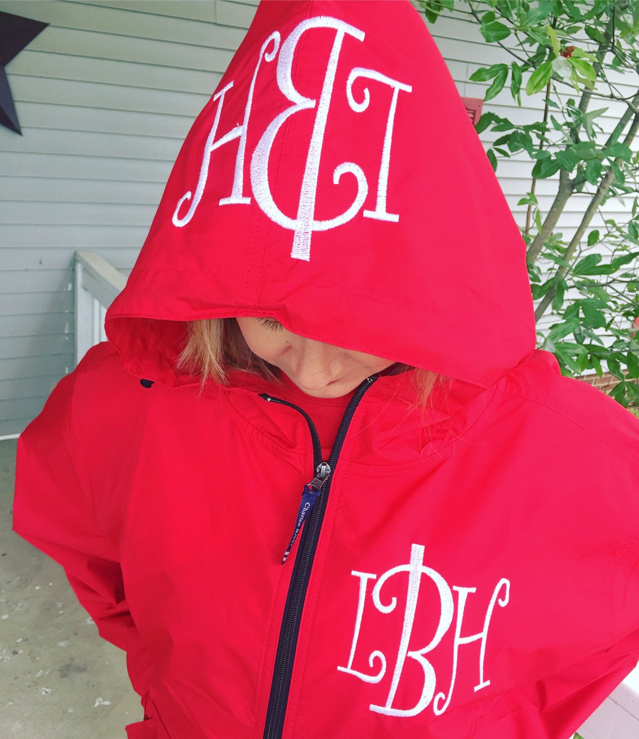 Monogrammed Charles River Rain Jacket Pullover