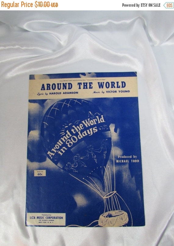 SALE Around the World in 80 Days Sheet Music by BeanzVintiques