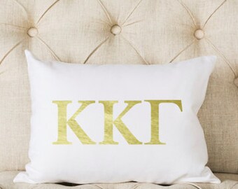 Kappa Kappa Gamma Pillow | Metallic | Gold | Greek | Sorority