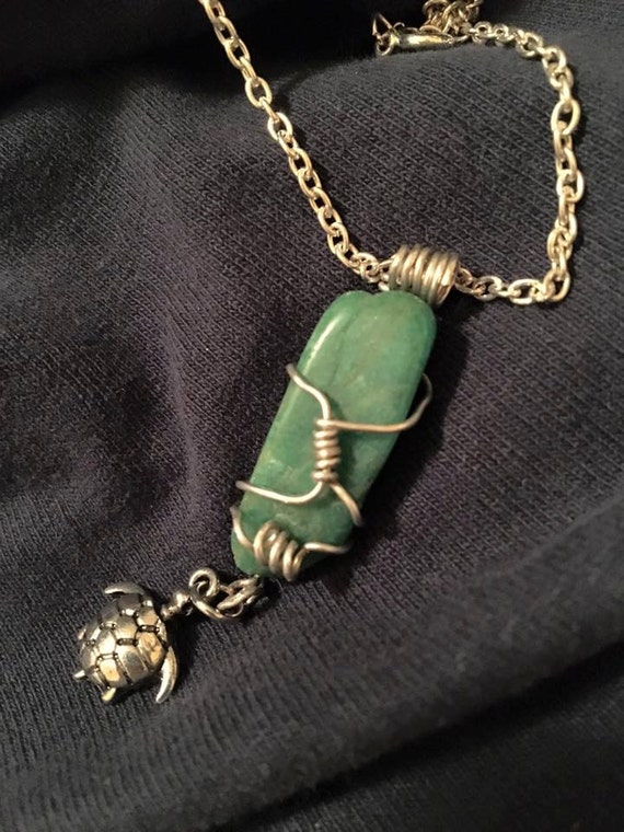 Amazonite Healing Crystal Pendant Necklace by TheGoodWitchBoutique