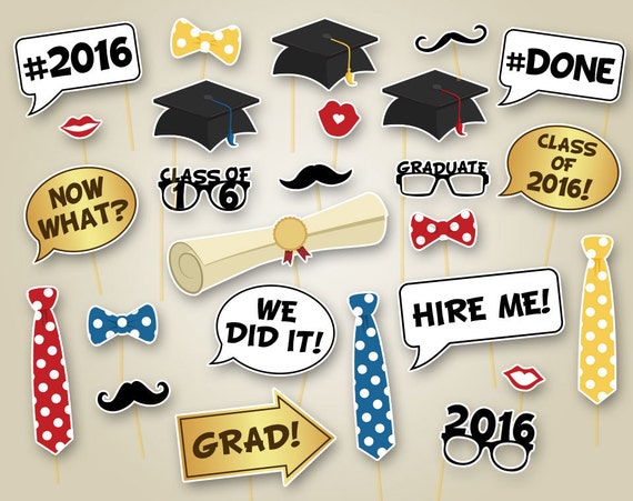 Printable Graduation Photo Booth Props Graduation Party