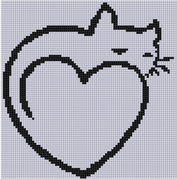 Cat Heart 2 Cross Stitch Pattern