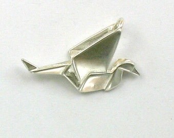 Sterling Silver 1" 3-D Origami Crane Charm
