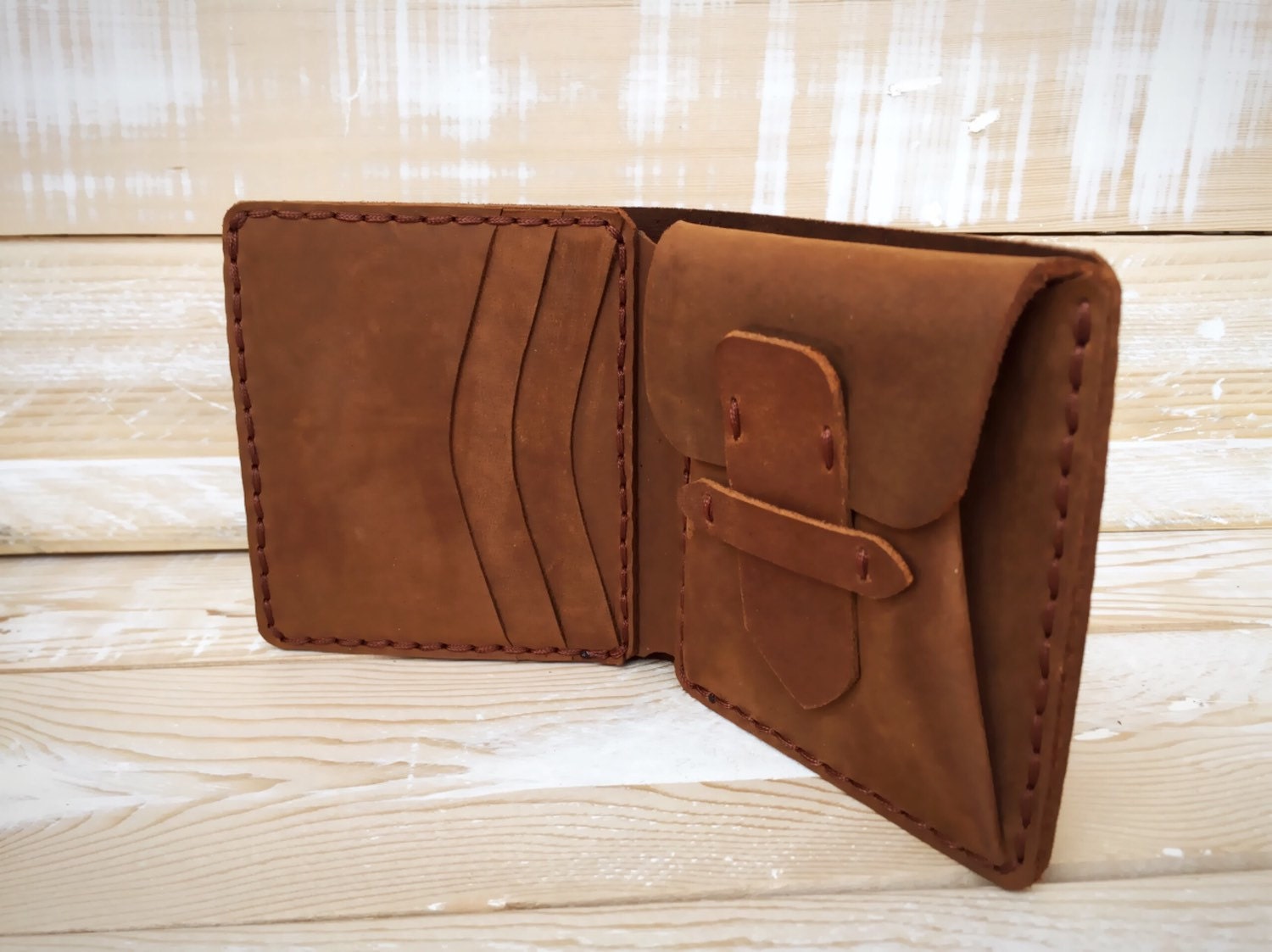 Leather Wallet Mens Rustic Leather Wallet Minimalist Coin