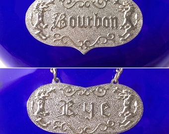 Vintage Bourbon/Rye Reversible Decanter Label Liquor Tag