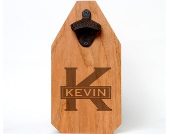Personalized Bottle Opener Wood Sign - Rustic Groomsmen Gift