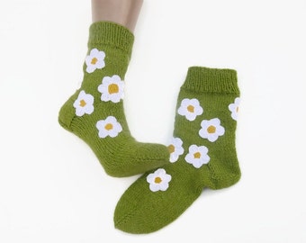 Hand knit socks Knit winter socks Cozy warm socks Woman socks Cozy wool