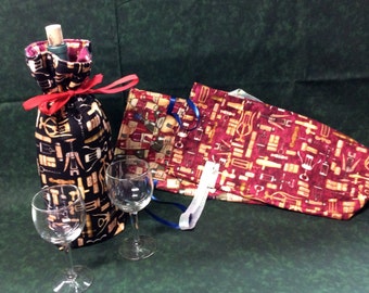 Large Wine Gift Bags, Fabric Insulated Wine Bags, Housewarming Gift, Christmas Gift, Wedding Gift, Wine Lovers Gift