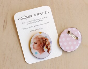 Brooch, Cameo Brooch, Art Brooch, Wearable Art, Art Jewellery, Art, Accessories, Modern, Woman, Blonde, Accessories, Pastel , Ponytail, Pink