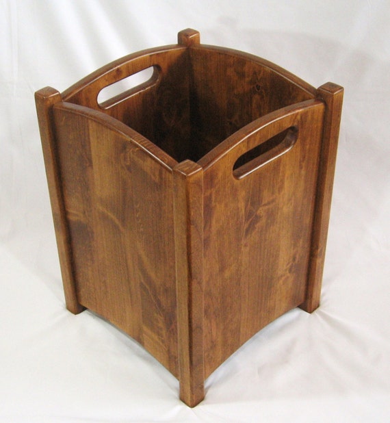 Craftsmen Wooden Wastebasket Handmade Alder Hardwood Wood Box