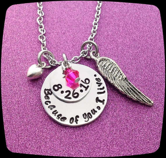 Organ Donor Gift Cancer awareness necklace Kidney by ThatKindaGirl