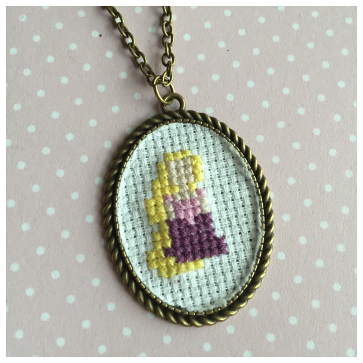 Disney cross stitch necklace princess