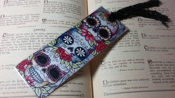 Sugar Skulls Bookmark art print by Megan by meganksuarezartwork