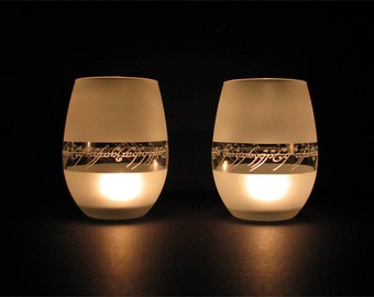 Lord of the rings,one ring inscriptions tea candle holder or wine glass Set of two