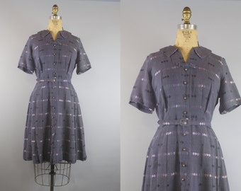 PInk Moon Dress / 50s Dress / 1950s Dress / Gray and Pink Dress