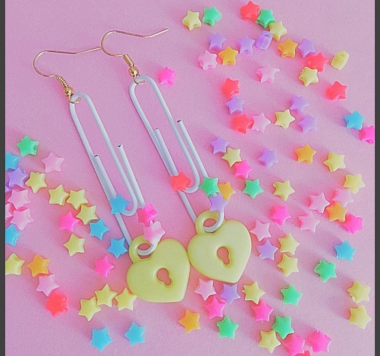 The Key To My Heart & The Stars Paperclip Earrings Dangle