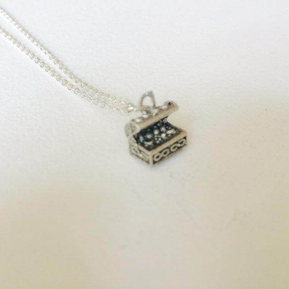 Items similar to Treasure Chest Charm Necklace. Handmade And