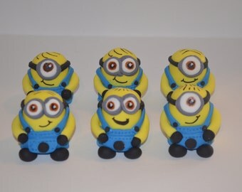 Fondant Minions "Inspired" Cupcake Toppers, fondant mini minions, fondant minions, fondant minion cake toppers