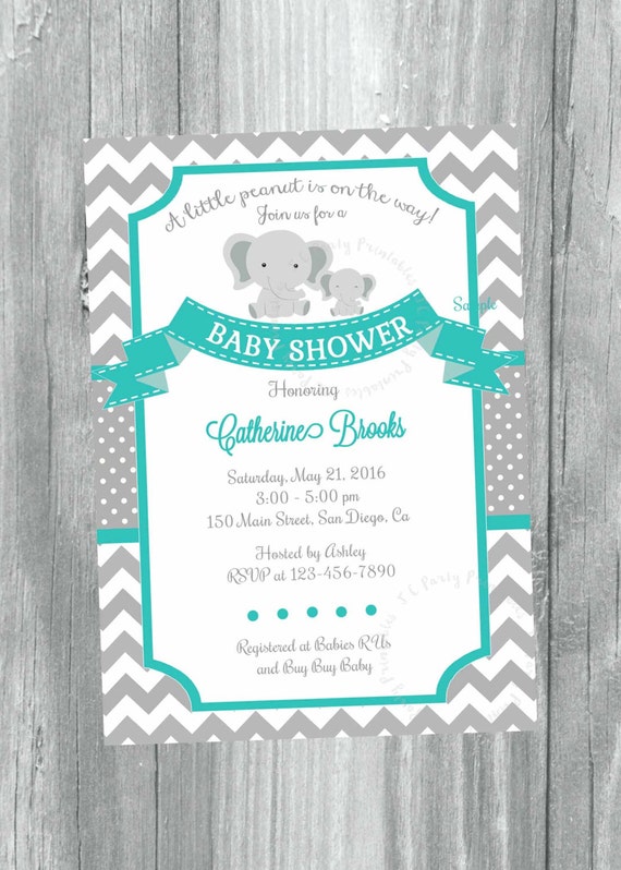 Teal And Gray Baby Shower Invitations 9