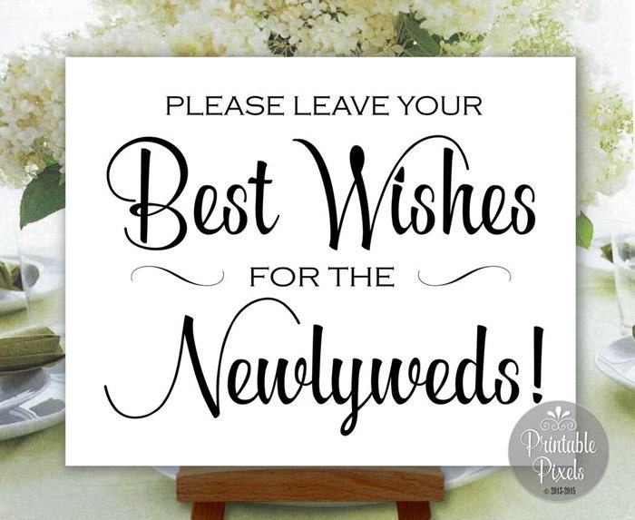 Best Wishes for the Newlyweds Wedding Sign by PrintablePixels