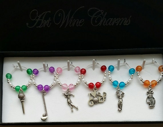 Golf Themed Wine Charms