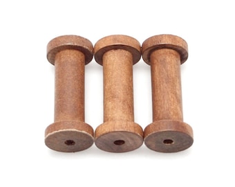 Vintage Wooden Spools, Bead, 2-3/4-inch, 3-Piece
