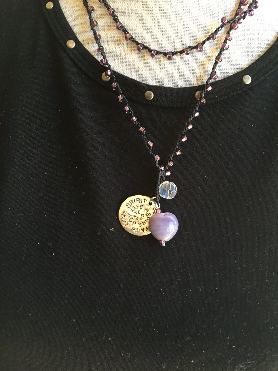 Purple Crochet wrap necklace bracelet thick choker necklace